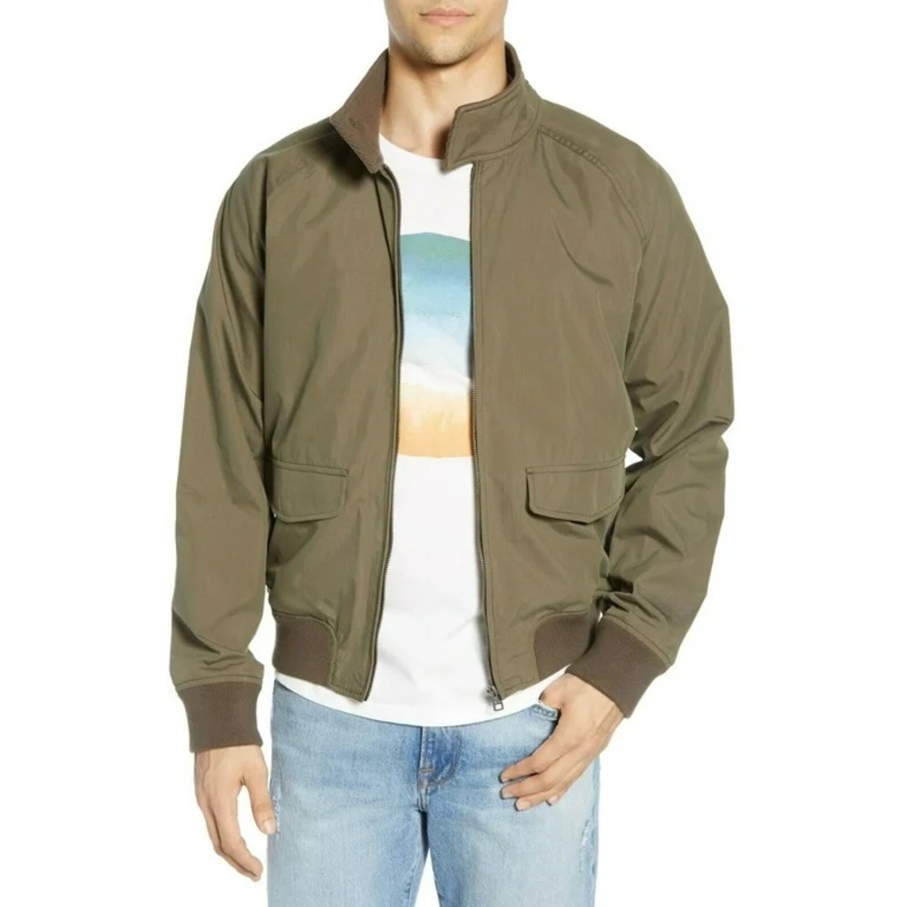 Frame Zip Harrington Men's Jacket, Size large - Green bomber jacket